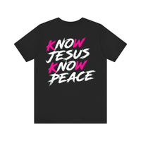 Pink KO No Jesus No Peace Unisex Jersey Short Sleeve Tee