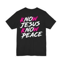 Pink KO No Jesus No Peace Unisex Jersey Short Sleeve Tee